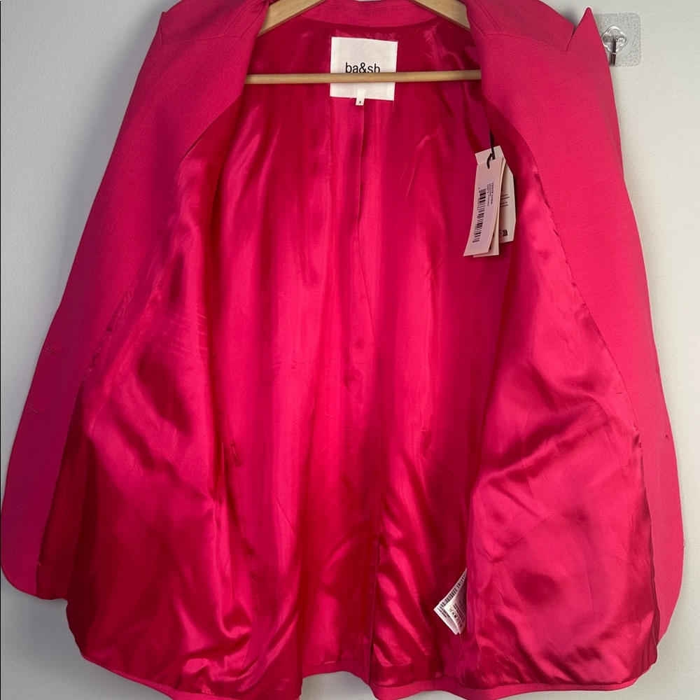 NEW BA&SH Cher Oversized Blazer Fuchsia Menswear Inspired Jacket Feminine Office - Picture 12 of 16